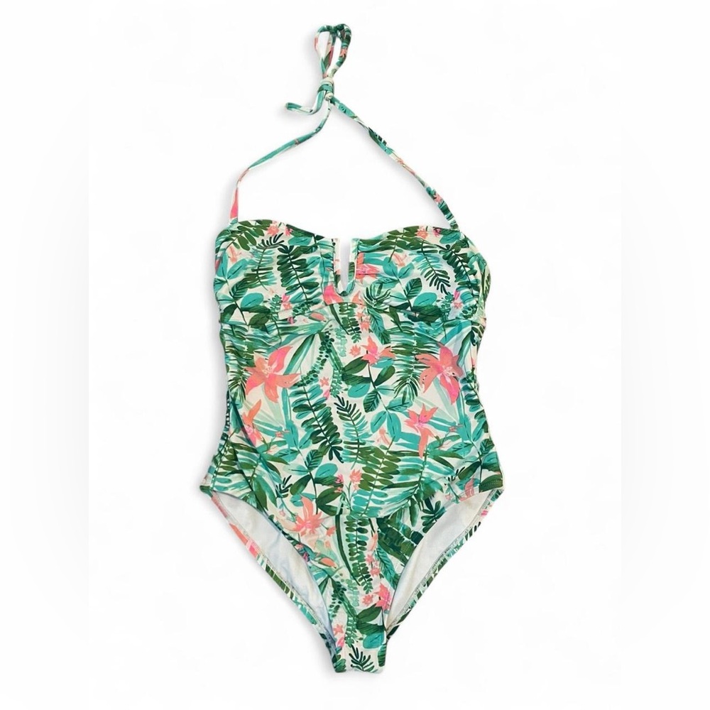 Old Navy Green and Pink Tropical One Piece Swimsuit